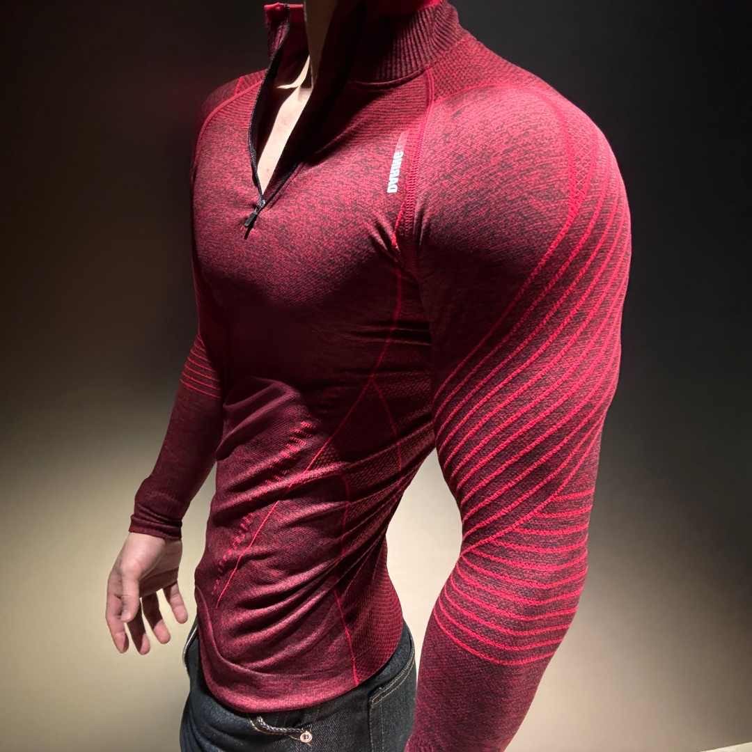 CHU马年限定款过肩蟒纹提花无缝显大长袖半拉链弹力速干运动长袖