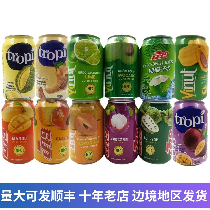 八罐多种口味混合水果汁饮料越南进口山竹汁柠檬酸角芒果纯椰子水