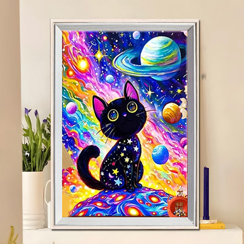 钻石绣2025新款客厅星空喵十字绣满钻可爱猫咪点钻钻石画儿童卡通