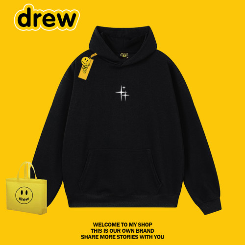 DREW潮牌十字架印花加绒卫衣