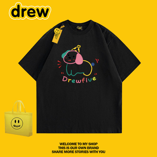 drew潮牌小狗印花宽松短袖T恤