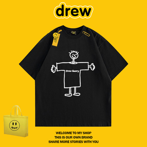DREW情侣时尚百搭笑脸印花T恤
