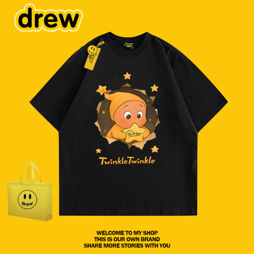 Drew潮牌星星人短袖T恤情侣款