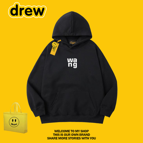 DREW美式字母情侣连帽卫衣
