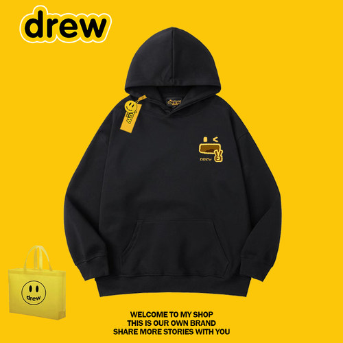 DREW美式小标比耶连帽卫衣情侣
