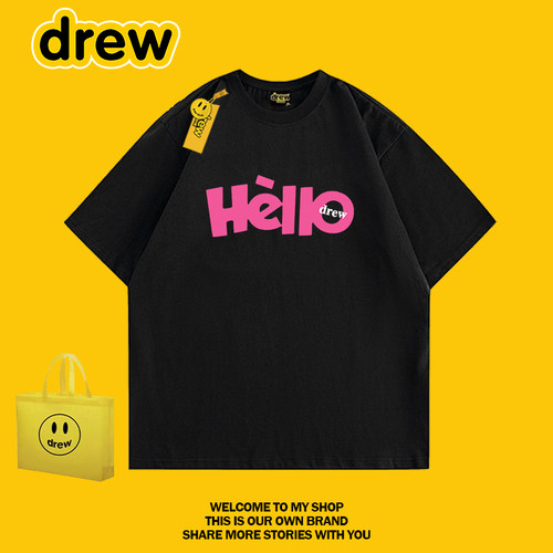 drew美式Hello字母纯棉短袖T恤