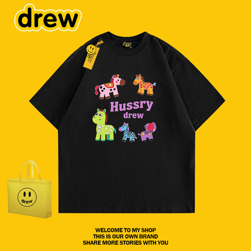 drew美式小马印花纯棉短袖T恤