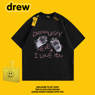 drew美式重磅纯棉猫爪短袖T恤