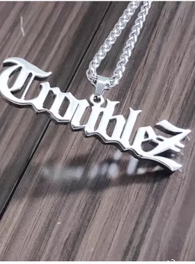 飞奥周边厂牌项链定制 嘻哈潮流高天佐LOGO吊坠定做图案项链