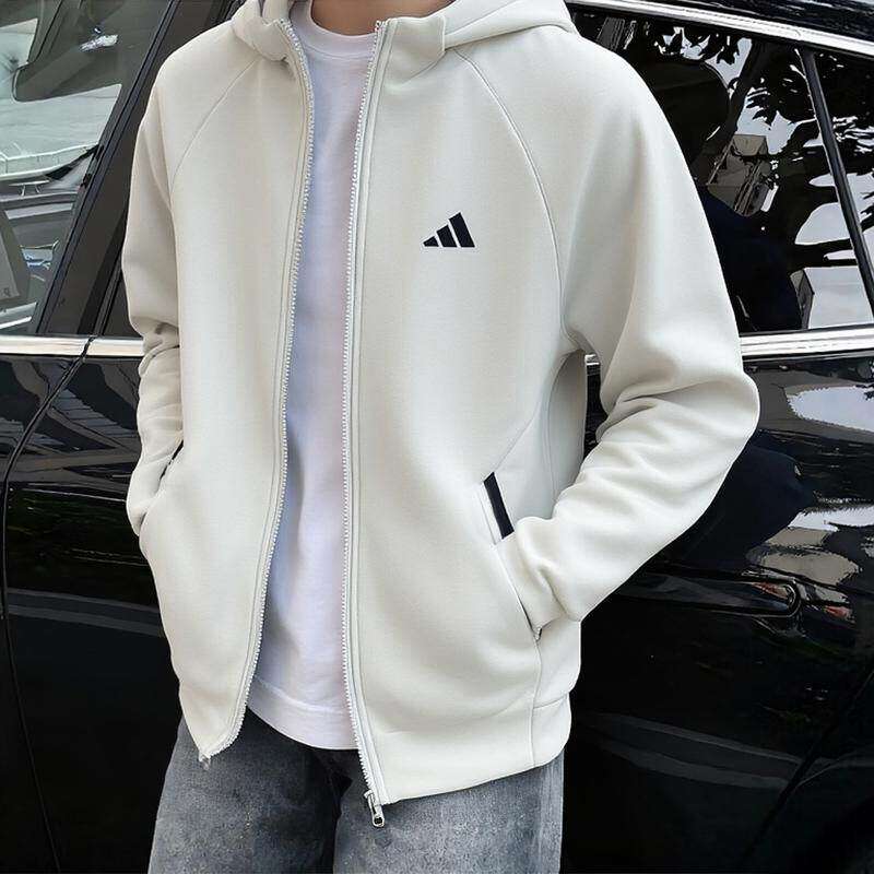 Adidas阿迪达斯连帽外套男秋新款正品男士夹克篮球美式棉质运动服