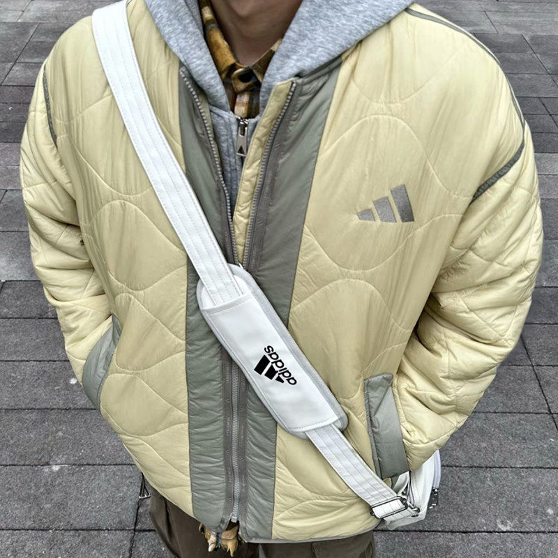 阿迪达斯拉链男常规复古棉服外套