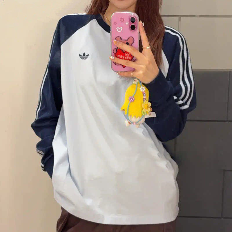 Adidas阿迪达斯三叶草春季男女款长袖T恤韩版宽松休闲上衣KV4447