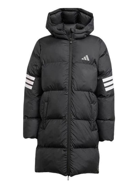 Adidas阿迪达斯正品童26新款舒适保暖长款休闲运动连帽棉服JW2478