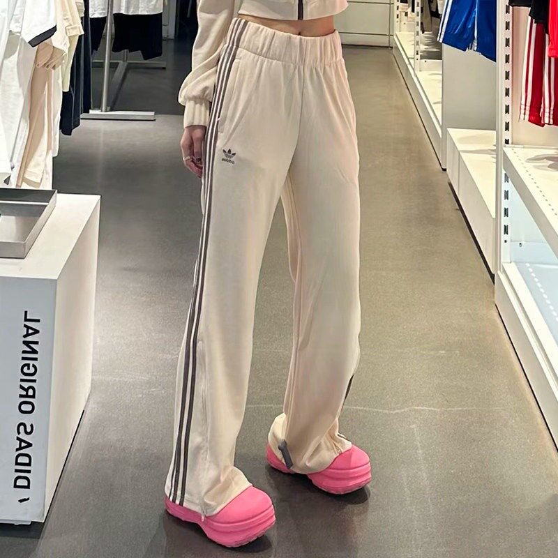 阿迪达斯三叶草针织直筒阔腿裤女
