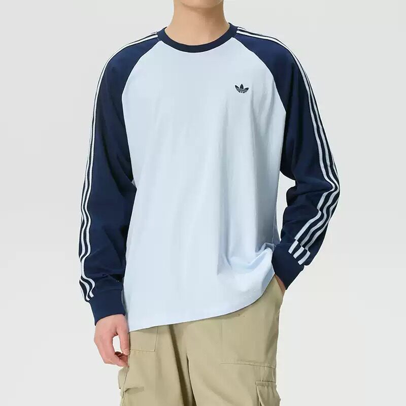阿迪达斯长袖T恤男装2026春夏新款运动休闲圆领套头衫上衣KV4447