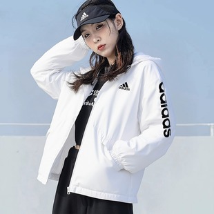 Adidas阿迪達斯正品 寬松連帽運動夾克GL0647 防風外套女士早秋新款