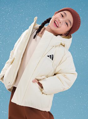 阿迪达斯新款儿童保暖运动休闲600蓬宽松鸭绒连帽羽绒服冬 KG5506