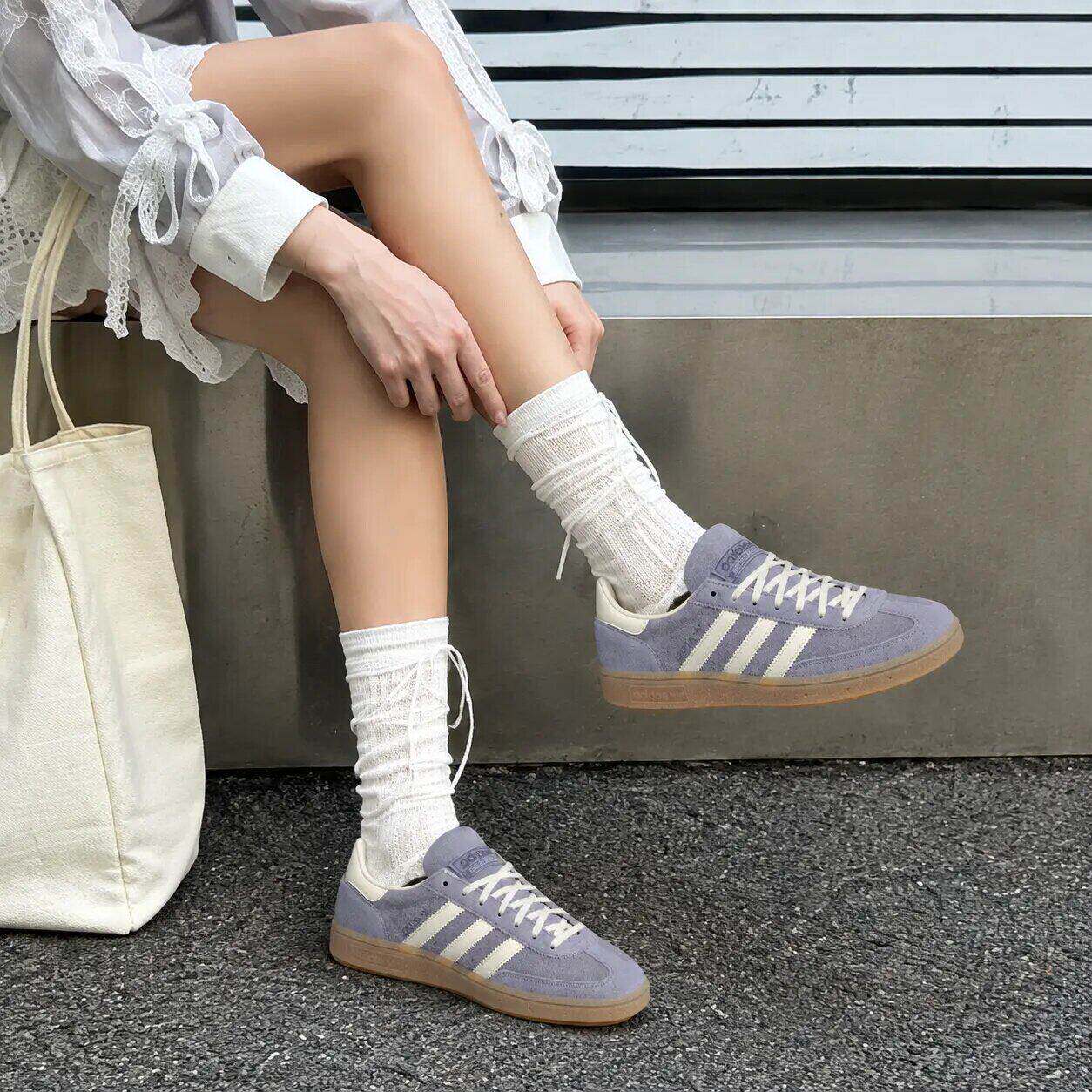 adidas阿迪达斯正品三叶草紫色德训鞋女鞋2026新款高颜值百搭板鞋