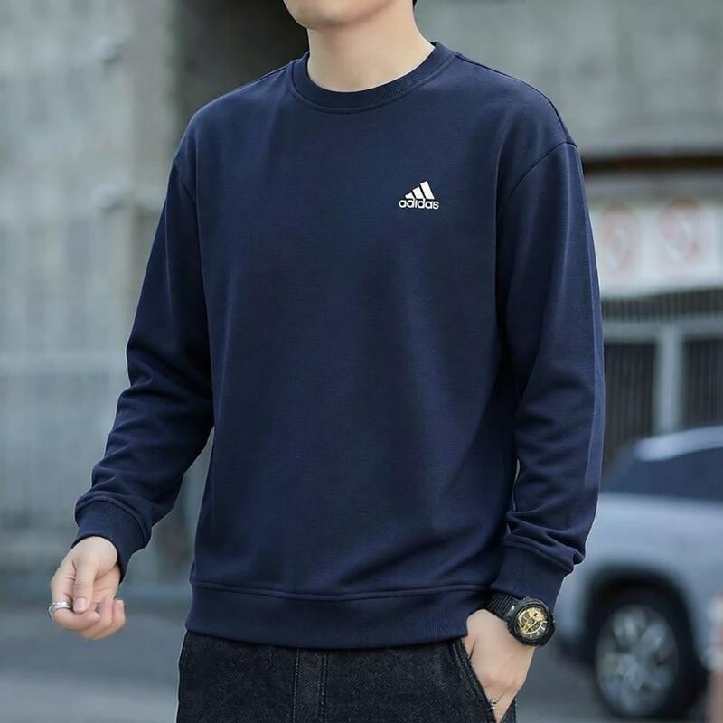 阿迪达斯重磅长袖t恤男新款运动内搭宽松蓝色打底衫衣服休闲卫衣