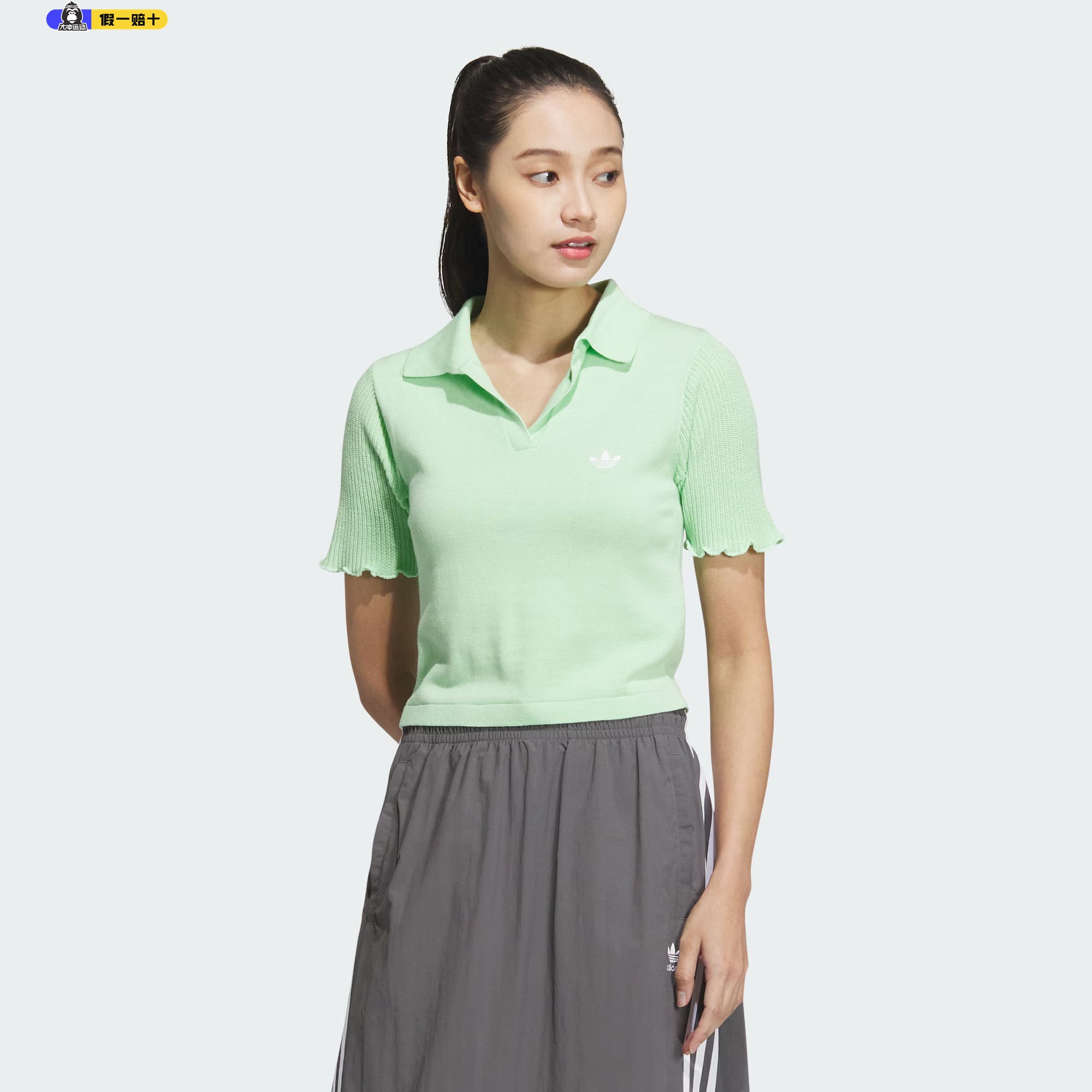 Adidas阿迪达斯POLO衫女夏季新款运动休闲翻领纯色短袖T恤 JC7859
