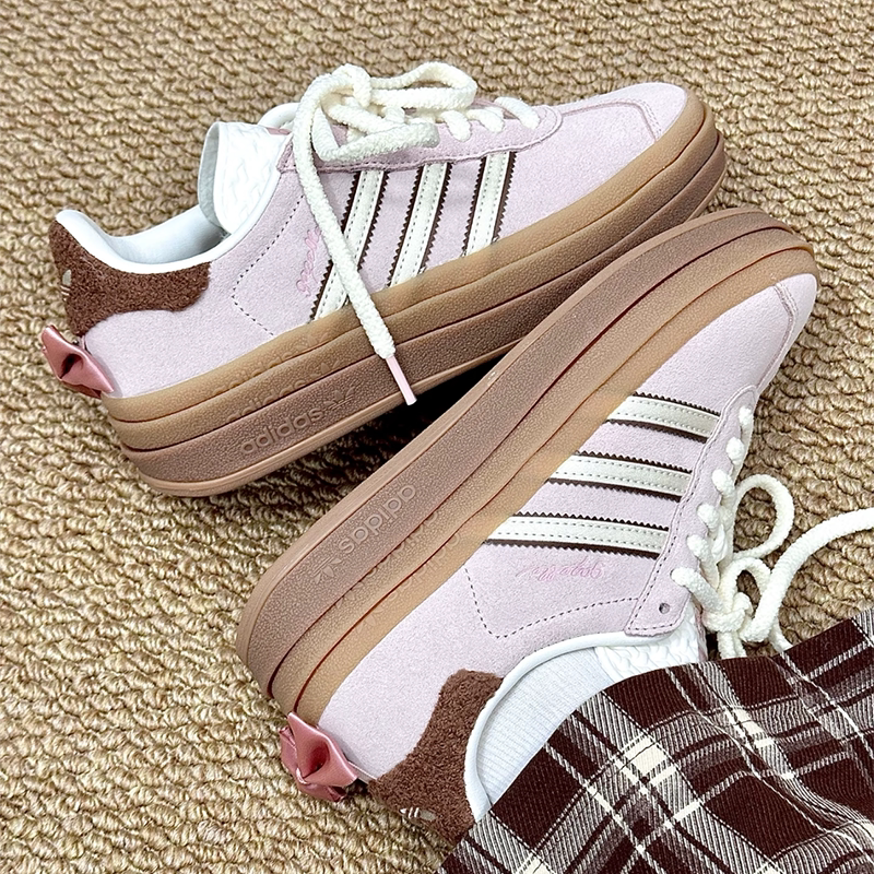 Adidas阿迪达斯三叶草女鞋增高厚底板鞋高颜值粉色百搭甜美德训鞋