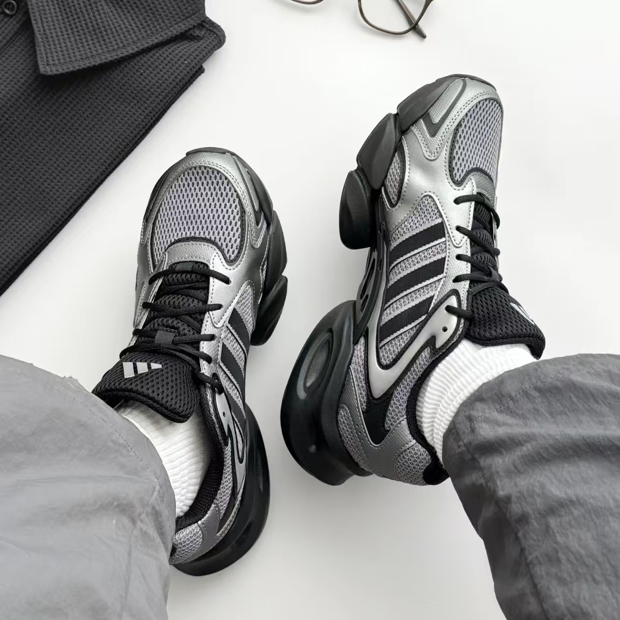 正品Adidas阿迪达斯秋新款干净感痞帅男鞋潮流百搭休闲鞋厚底潮鞋