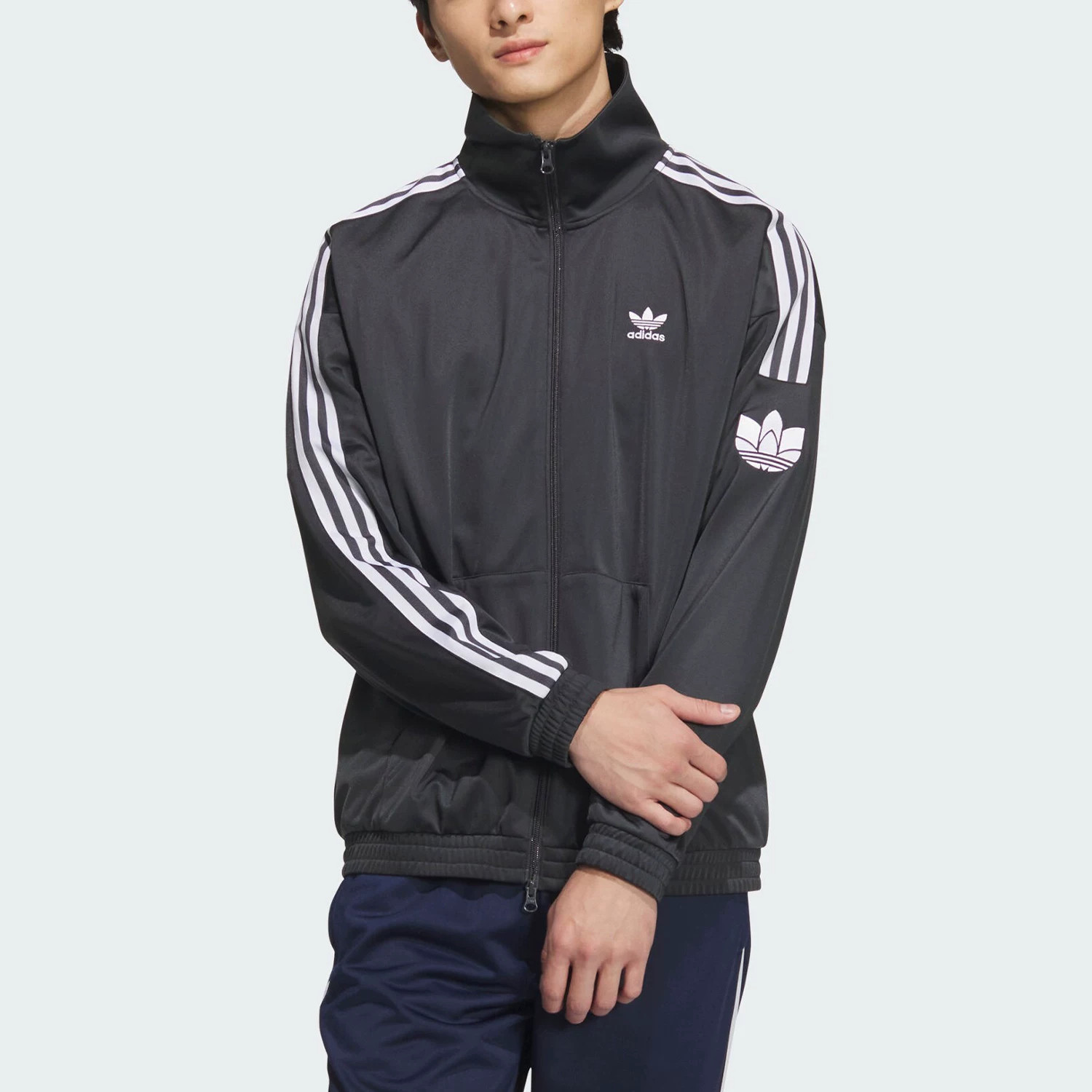 正品Adidas阿迪达斯三叶草外套男女立领新款运动服休闲三条纹夹克