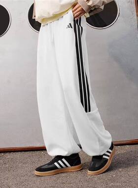 Adidas阿迪达斯女弯刀裤三条杠时尚百搭香蕉裤长裤JZ2331 JZ2329