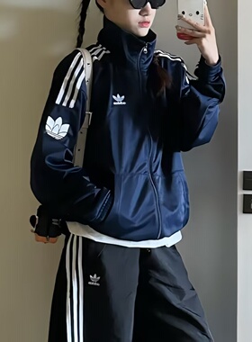 阿迪达斯秋季三叶草男女美式复古街头潮流立领透气运动外套JL8398