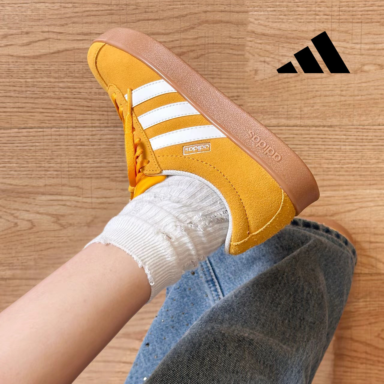 Adidas/阿迪达斯女生户外旅游拍照出片百搭板鞋耐磨轻便增高透气