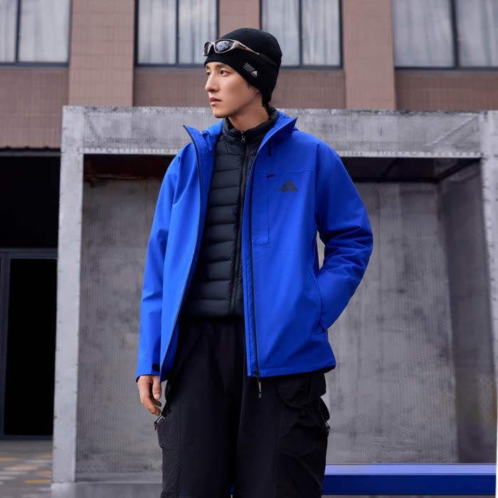 Adidas阿迪达斯正品冬新款保暖三合一男女连帽梭织防风外套JM9137