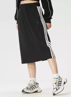 Adidas阿迪达斯半身裙女2026夏季新款黑色裙子休闲运动短裙KS5348