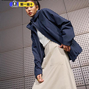 Adidas阿迪达斯宽松运动正品男女连帽防梭织拒水三条纹外套KA9310