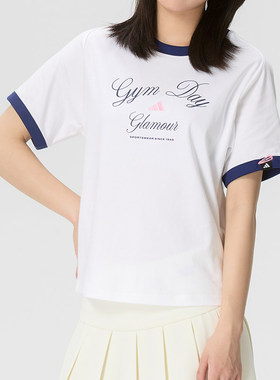Adidas阿迪达斯正品短袖女2026夏季学院风休闲圆领白色T恤KB7196