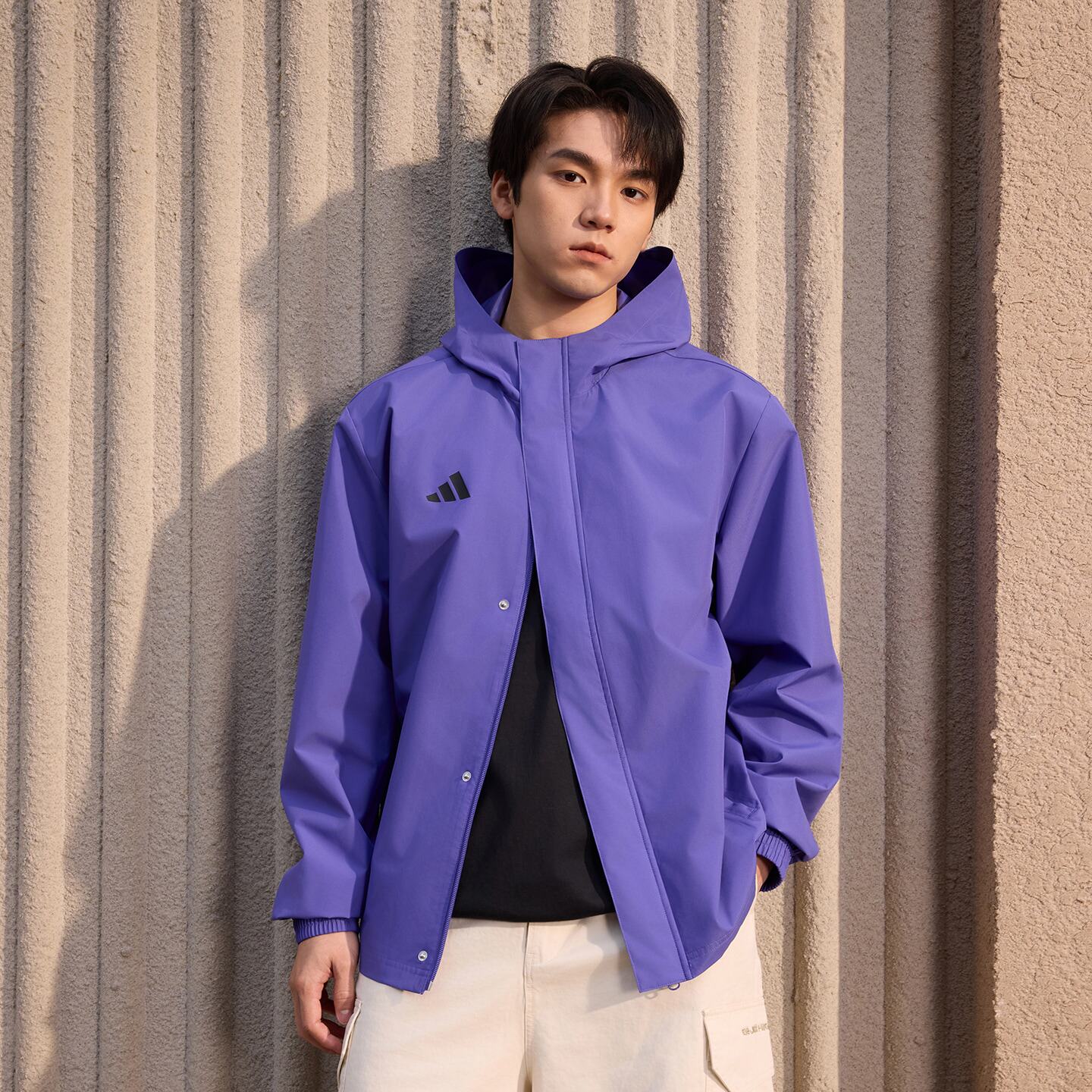 Adidas阿迪达斯外套男正品新款2026春季运动服防风连帽夹克KW0693