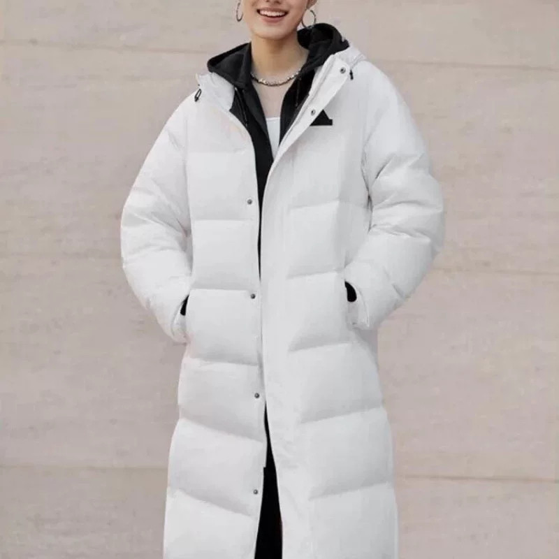阿迪达斯女款长款连帽休闲羽绒服