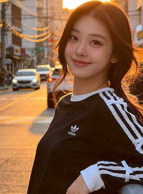 阿迪达斯三叶草女款三条纹T恤