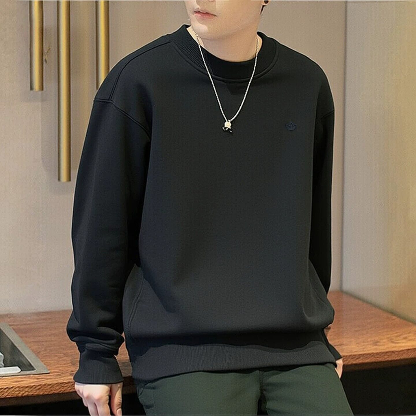 Adidas阿迪达斯正品三叶草卫衣男士2026新款宽松圆领套头衫HK2938