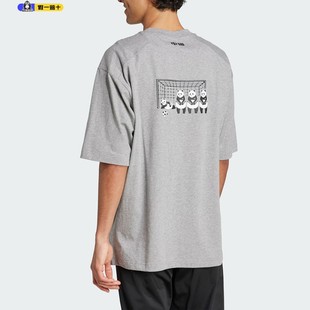 阿迪达斯中国风透气T恤运动印花圆领宽松休闲PANDA熊猫短袖 JZ3272