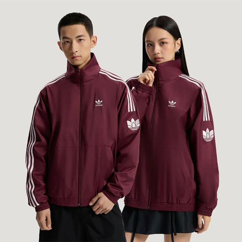 Adidas阿迪达斯三叶草外套男女经典三条纹运动复古立领夹克KV8854