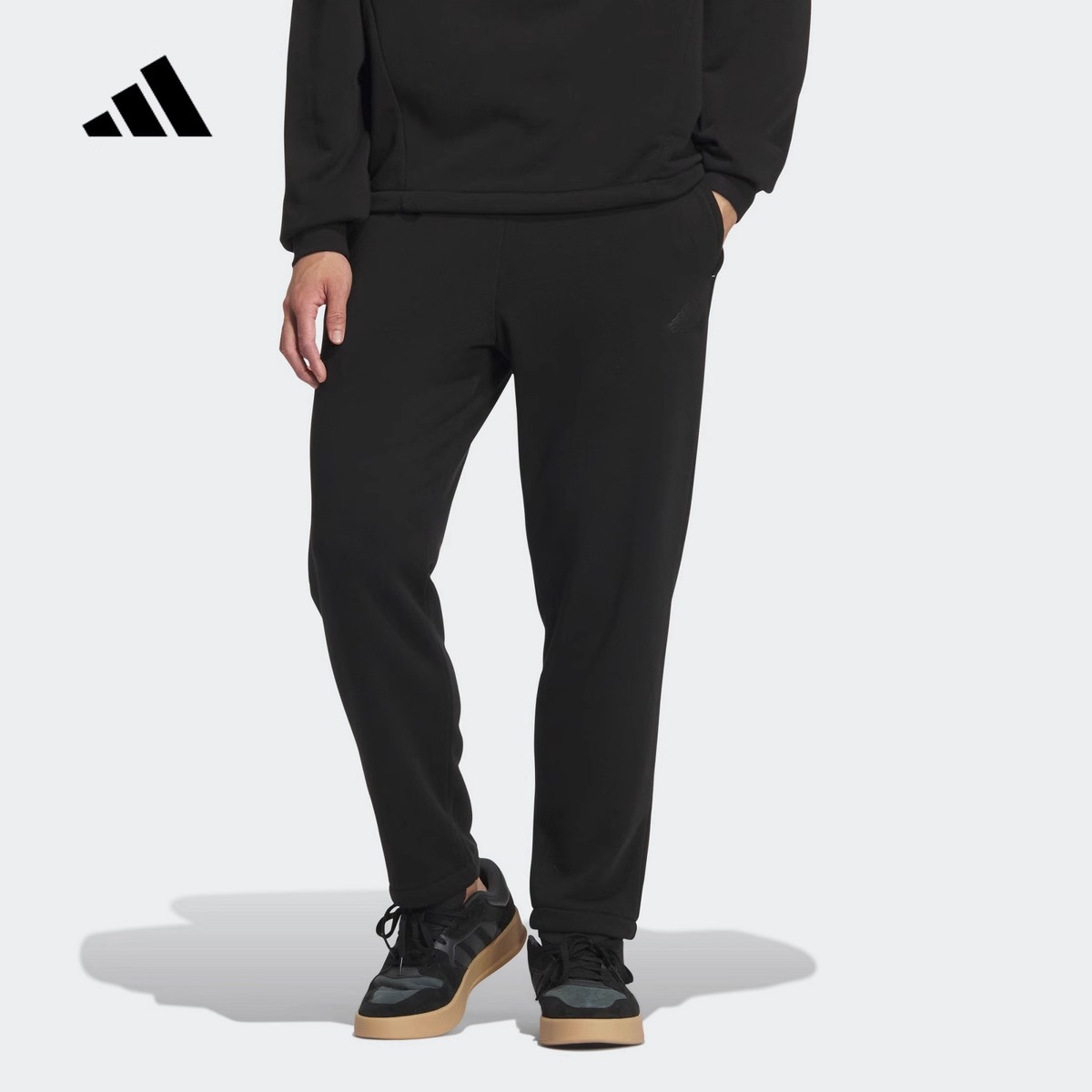 阿迪达斯长裤黑色透气男子