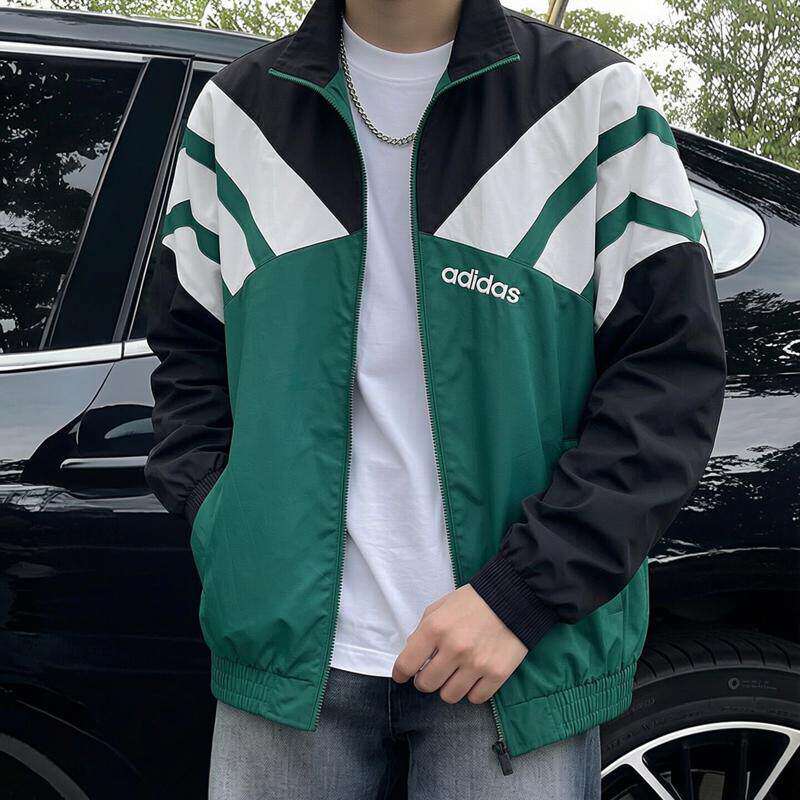 Adidas阿迪达斯三叶草梭织外套男秋季新款立领棒球服复古美式夹克