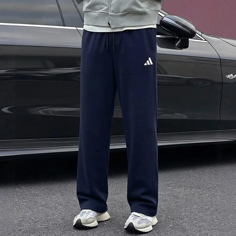 阿迪达斯运动裤男长裤宽松蓝色休闲裤针织裤直筒跑步百搭毛圈卫裤