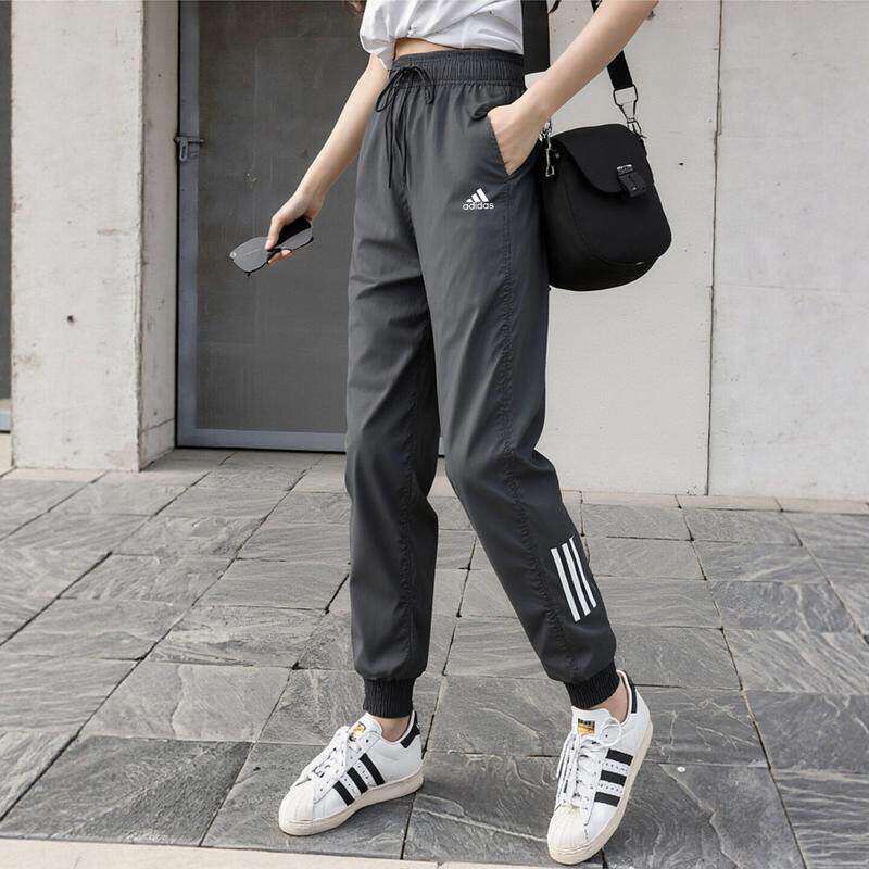 Adidas阿迪达斯高腰运动裤女新款宽松休闲新款美式束脚灯笼卫裤子
