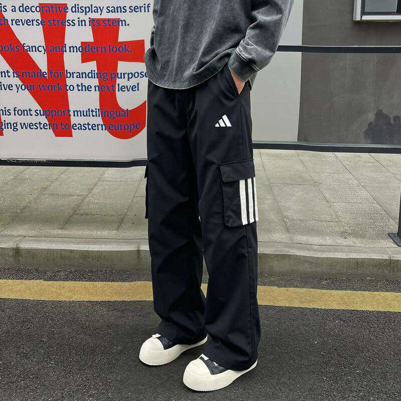 Adidas阿迪达斯工装裤男直筒裤秋季新款美式男裤复古宽松休闲长裤