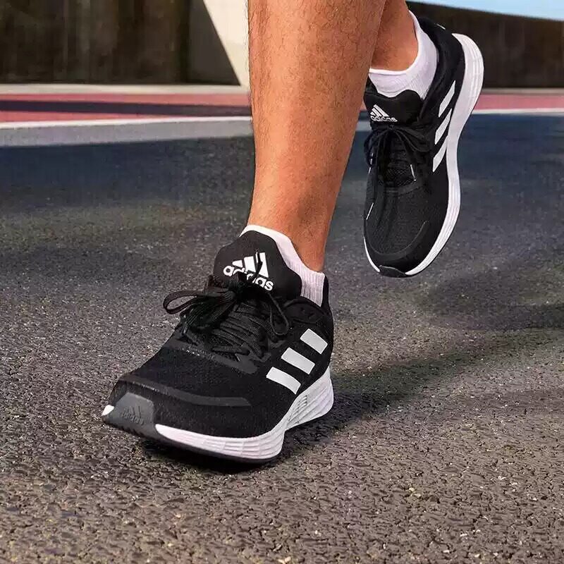 Adidas阿迪达斯黑白网面跑步鞋男女同款舒适透气减震轻便运动鞋