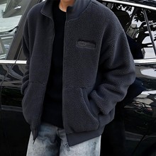 阿迪达斯摇粒绒棒球服男冬季新款加厚保暖立领美式复古夹克IK3507