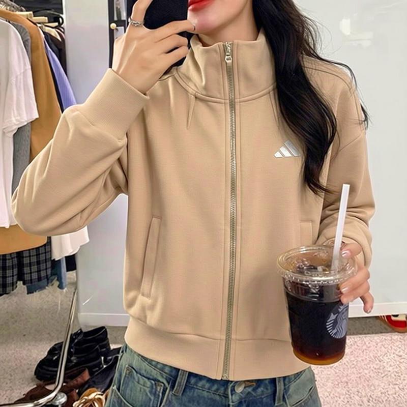 阿迪达斯外套女棒球服秋季新款针织短款美式复古防风保暖运动卫衣