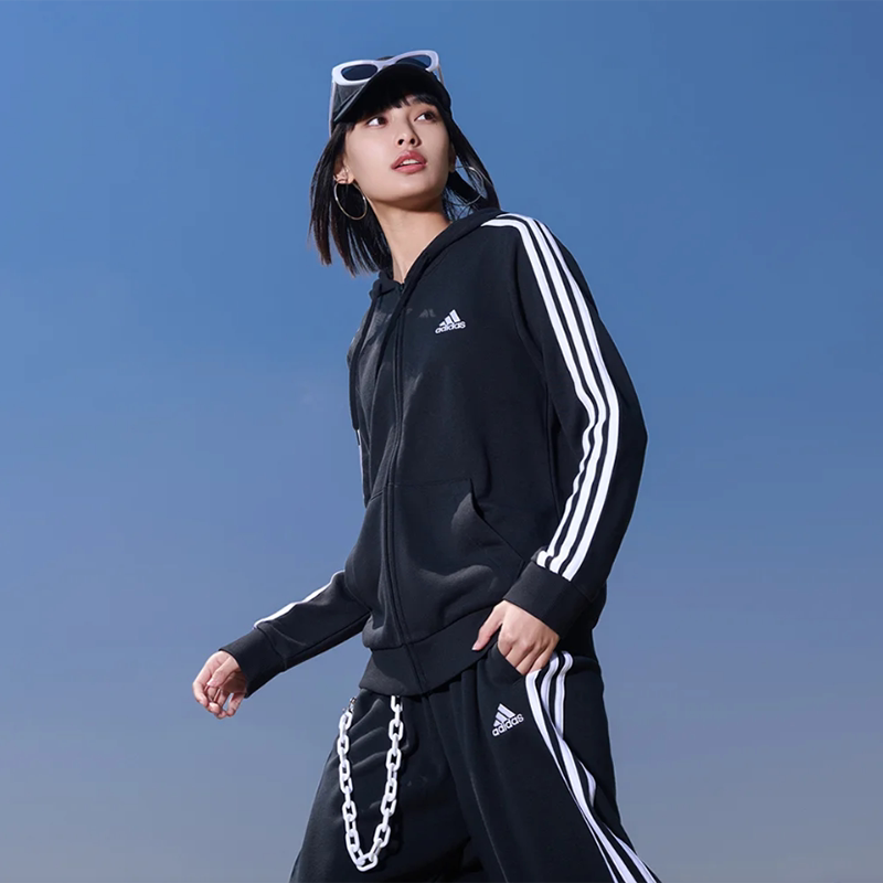 adidas阿迪达斯外套女款2026秋季新款跑步连帽开衫休闲显瘦运动服