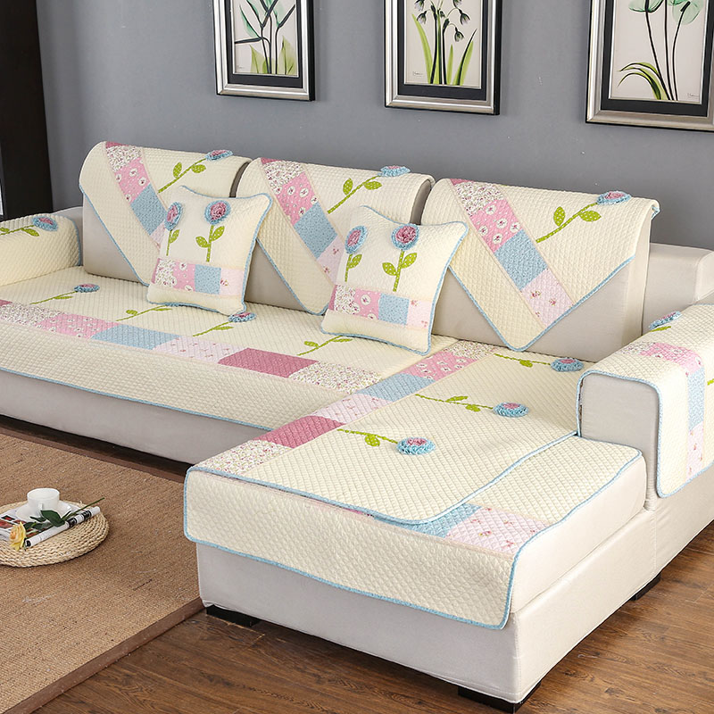 纯棉布艺田园沙发垫防滑坐垫现代简约四季全棉皮沙发巾套特价包邮